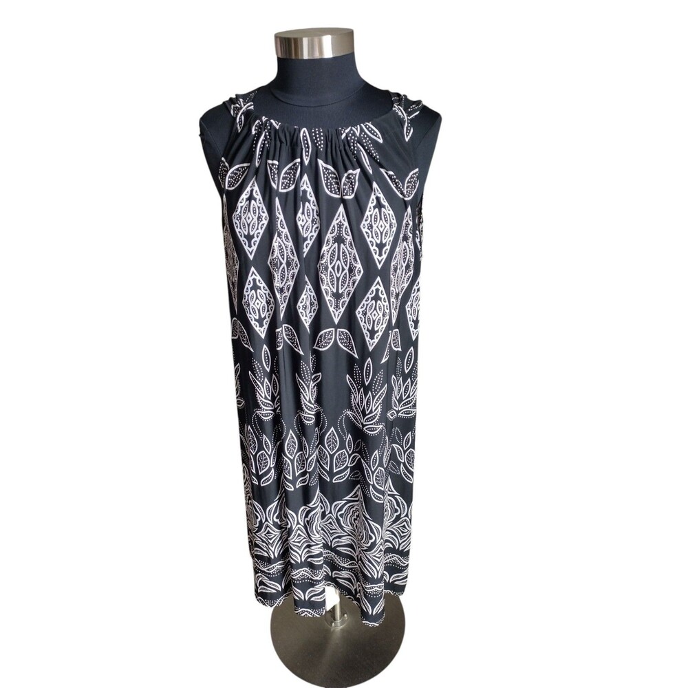INC International Concepts Black & White Tribal Print Midi Dress Plus Size 3X